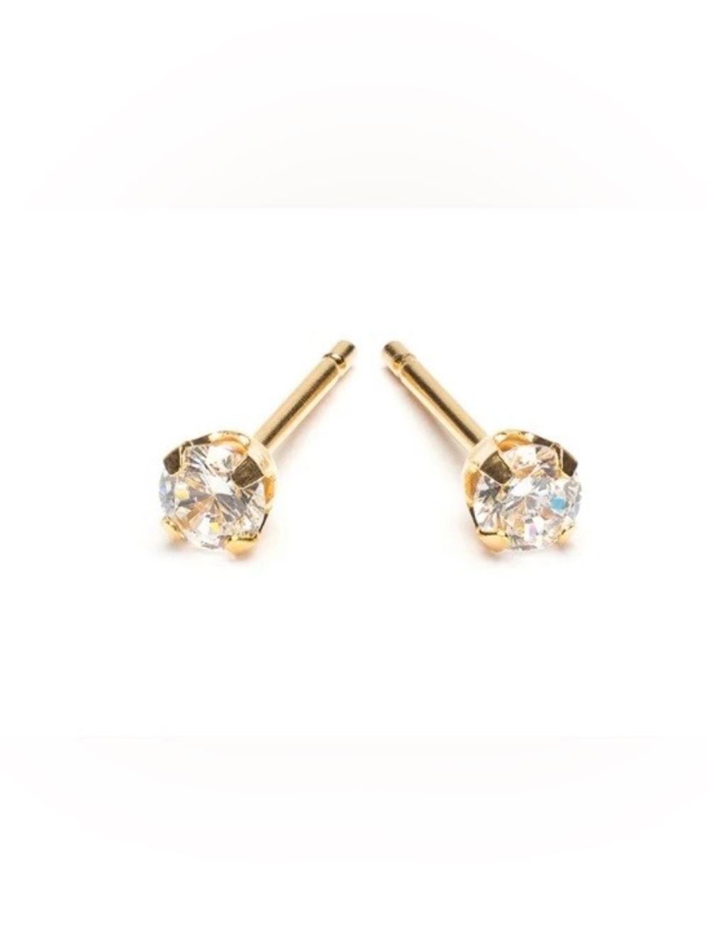 10k Gold 3mm Cubic Zirconia Stud Earrings - Classic Sparkle